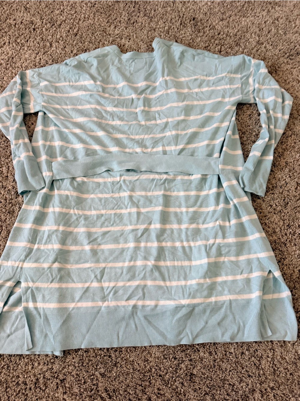 a new day Light Blue and White Striped Open Front Cardigan - Picture 3 of 3